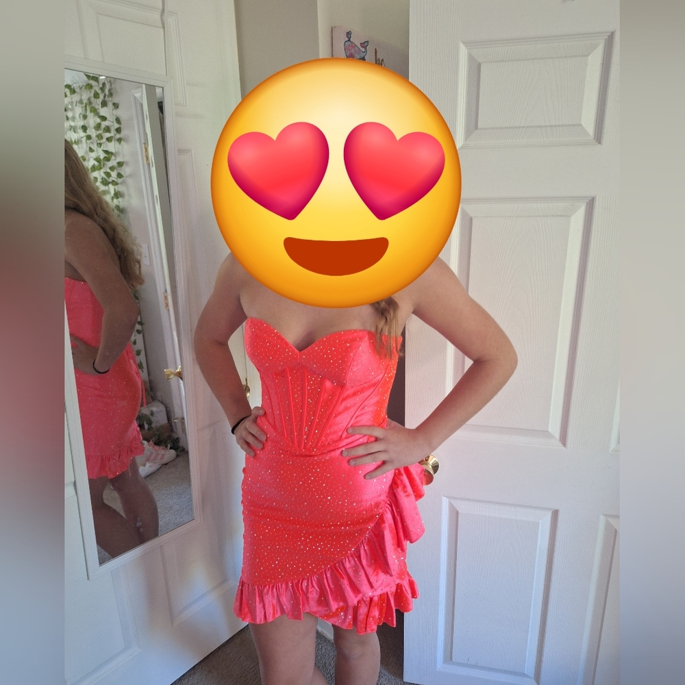 Coral Strapless Corset Dress